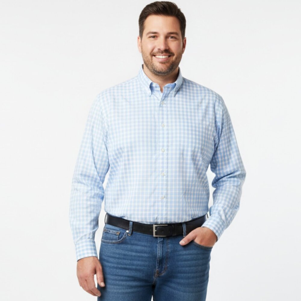 Joseph A Banks Blue Plaid Long Sleeve Button Up Shirt 2XLT